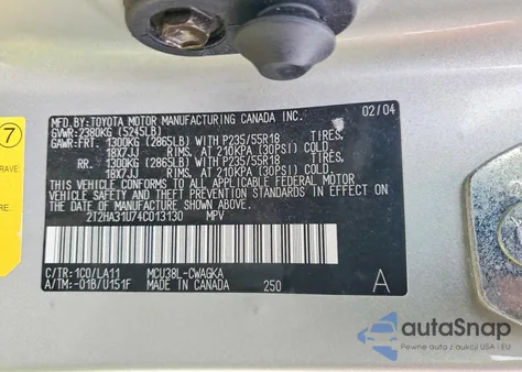 2004 Lexus Rx 330 z USA, uszkodzony, nr VIN 2T2HA31U74C013130